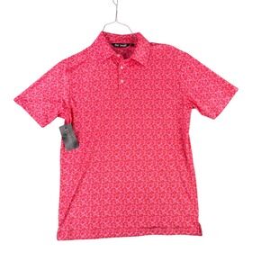 Old Smoke Polo Shirt Mens‎ Medium Red Floral Kentucky Derby 150 Rose Print New